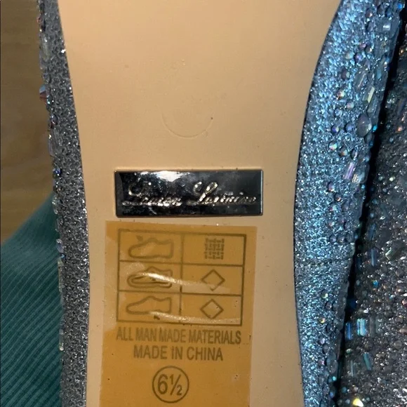 Lauren Lorraine Glittering Silver Rhinestone Peep Toe Heels 6 1/2 - Picture 6 of 11